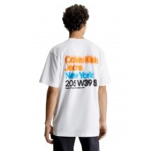 CALVIN KLEIN JEANS BLURRED COLORED ADDRESS TEE T-SHIRT ΑΝΔΡΙΚΟ WHITE