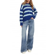 GUESS JEANS LS CN STRIPED SWT GENERATION YARN ΠΛΕΚΤΗ ΜΠΛΟΥΖΑ ΓΥΝΑΙΚΕΙΑ BLUE