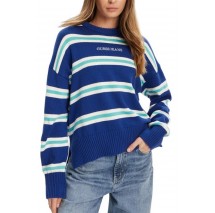 GUESS JEANS LS CN STRIPED SWT GENERATION YARN ΠΛΕΚΤΗ ΜΠΛΟΥΖΑ ΓΥΝΑΙΚΕΙΑ BLUE
