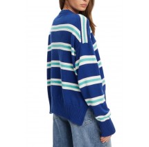 GUESS JEANS LS CN STRIPED SWT GENERATION YARN ΠΛΕΚΤΗ ΜΠΛΟΥΖΑ ΓΥΝΑΙΚΕΙΑ BLUE