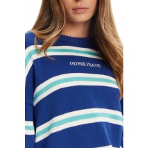 GUESS JEANS LS CN STRIPED SWT GENERATION YARN ΠΛΕΚΤΗ ΜΠΛΟΥΖΑ ΓΥΝΑΙΚΕΙΑ BLUE