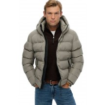 SUPERDRY D1 SDSW HOODED SPORTS PUFFER JACKET ΜΠΟΥΦΑΝ ΑΝΔΡΙΚΟ LIGHT KHAKI