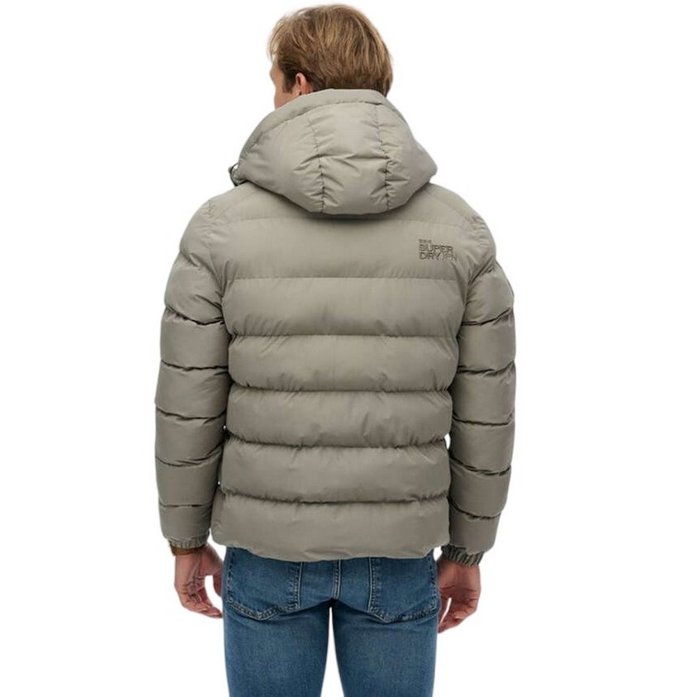 SUPERDRY D1 SDSW HOODED SPORTS PUFFER JACKET ΜΠΟΥΦΑΝ ΑΝΔΡΙΚΟ LIGHT KHAKI