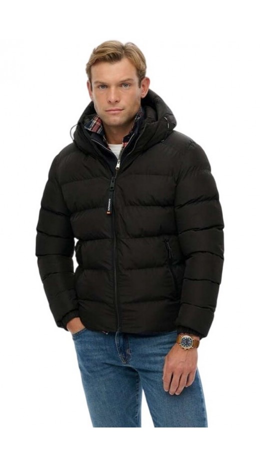 SUPERDRY D1 SDSW HOODED SPORTS PUFFER JACKET ΜΠΟΥΦΑΝ ΑΝΔΡΙΚΟ BLACK