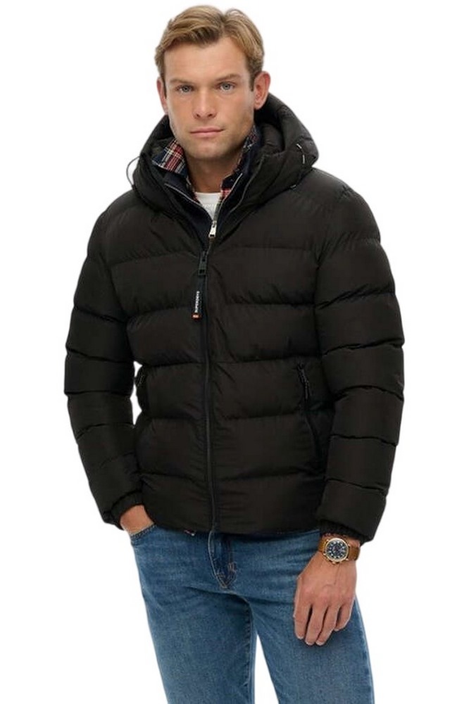 SUPERDRY D1 SDSW HOODED SPORTS PUFFER JACKET ΜΠΟΥΦΑΝ ΑΝΔΡΙΚΟ BLACK