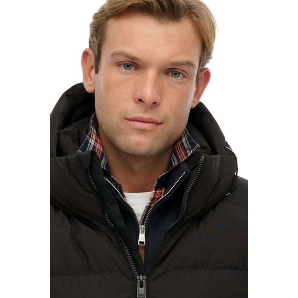SUPERDRY SDCD HOODED SPORTS PUFFER JACKET ΜΠΟΥΦΑΝ ΑΝΔΡΙΚΟ BLACK