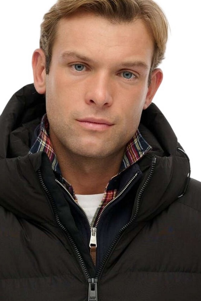 SUPERDRY D1 SDSW HOODED SPORTS PUFFER JACKET ΜΠΟΥΦΑΝ ΑΝΔΡΙΚΟ BLACK