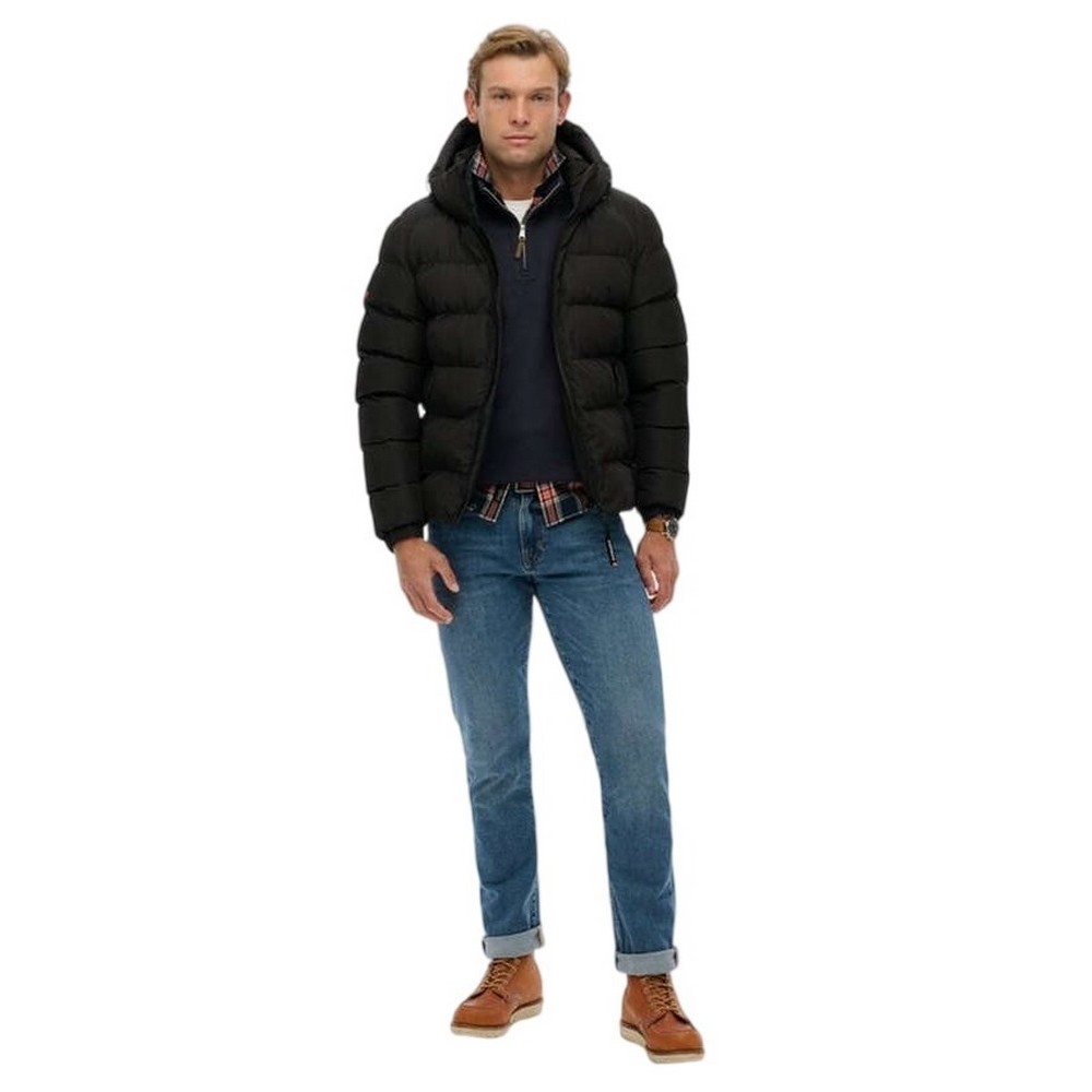 SUPERDRY SDCD HOODED SPORTS PUFFER JACKET ΜΠΟΥΦΑΝ ΑΝΔΡΙΚΟ BLACK