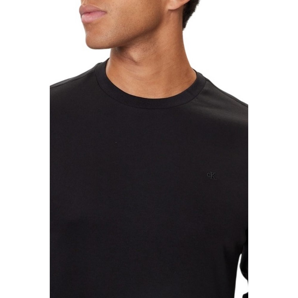 CALVIN KLEIN SUPIMA INTERLOCK SOLID CREWNECK ΜΠΛΟΥΖΑ ΜΑΚΡΥΜΑΝΙΚΗ ΑΝΔΡΙΚΗ BLACK