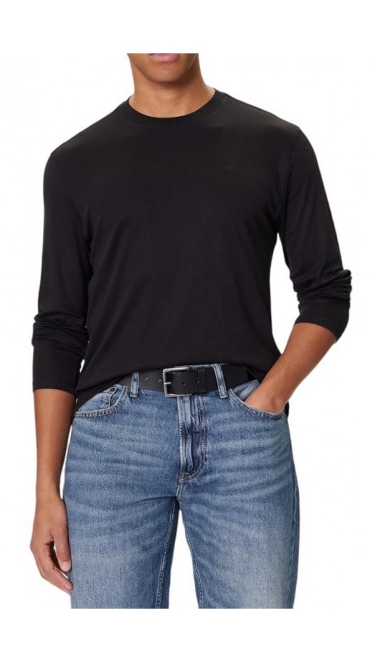 CALVIN KLEIN SUPIMA INTERLOCK SOLID CREWNECK ΜΠΛΟΥΖΑ ΜΑΚΡΥΜΑΝΙΚΗ ΑΝΔΡΙΚΗ BLACK