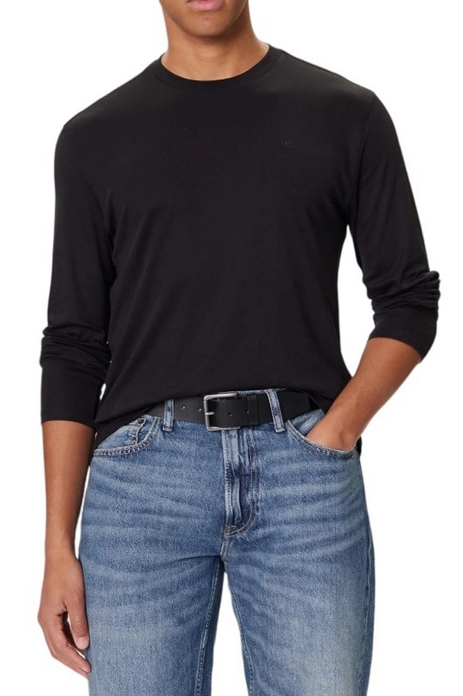 CALVIN KLEIN SUPIMA INTERLOCK SOLID CREWNECK ΜΠΛΟΥΖΑ ΜΑΚΡΥΜΑΝΙΚΗ ΑΝΔΡΙΚΗ BLACK