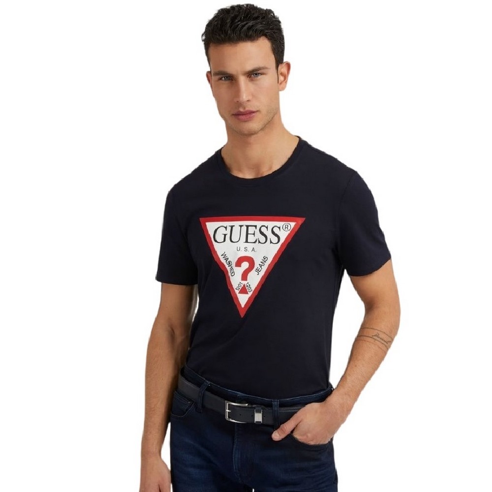 GUESS CN SS ORIGINAL LOGO TEE T-SHIRT ΑΝΔΡΙΚΟ NAVY