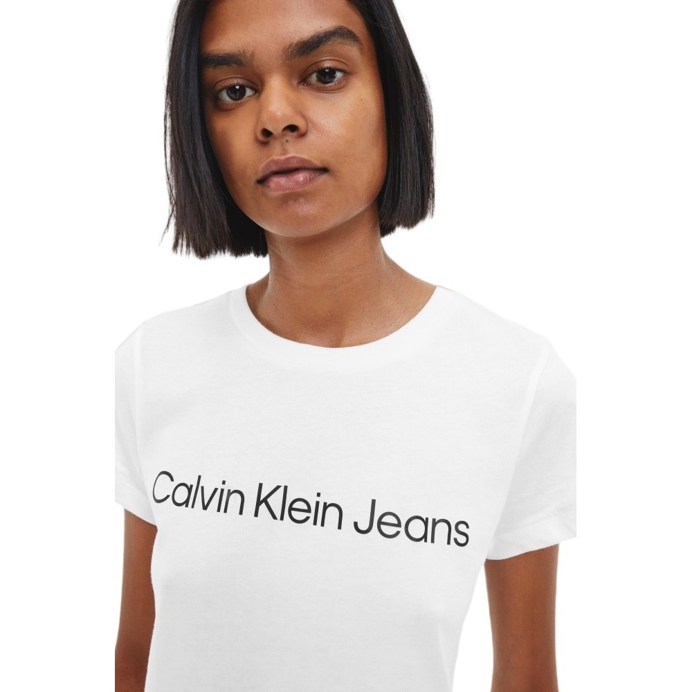 CALVIN KLEIN JEANS CORE MONOGRAM SLIM T-SHIRT ΓΥΝΑΙΚΕΙΟ WHITE