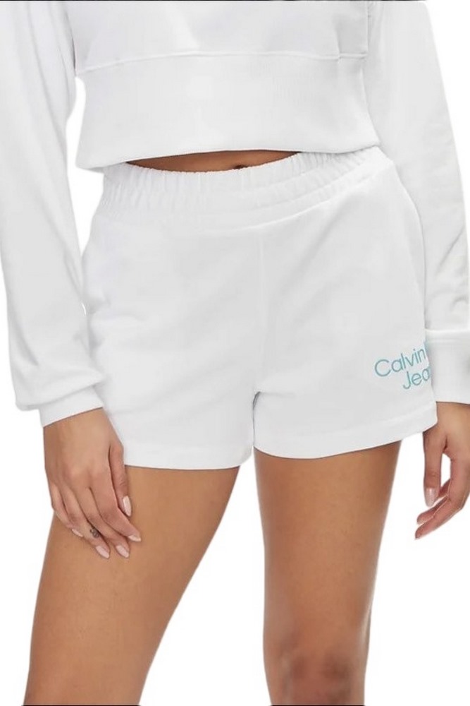 CALVIN KLEIN JEANS STACKED INSTITUTIONAL SHORTS ΣΟΡΤΣ ΓΥΝΑΙΚΕΙΟ BRIGHT WHITE