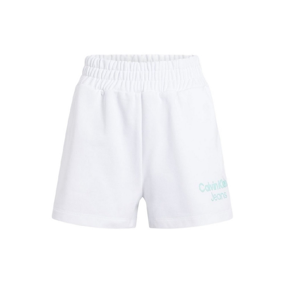 CALVIN KLEIN JEANS STACKED INSTITUTIONAL SHORTS ΣΟΡΤΣ ΓΥΝΑΙΚΕΙΟ BRIGHT WHITE