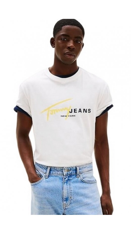 TOMMY JEANS REG SIGNTR DNA TEE EXT T-SHIRT ΜΠΛΟΥΖΑ ΑΝΔΡΙΚΗ ECRU