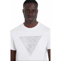 GUESS SHINY GEL TRIANGLE T-SHIRT ΜΠΛΟΥΖΑ ΑΝΔΡΙΚΗ WHITE