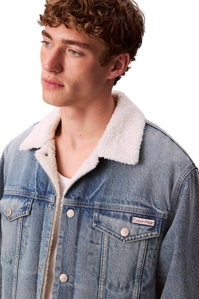 CALVIN KLEIN JEANS 90S SHERPA TRUCKER TINTED THUNDR ΜΠΟΥΦΑΝ ΑΝΔΡΙΚΟ BLUΕ DENIM
