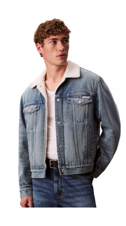 CALVIN KLEIN JEANS 90S SHERPA TRUCKER TINTED THUNDR ΜΠΟΥΦΑΝ ΑΝΔΡΙΚΟ BLUΕ DENIM