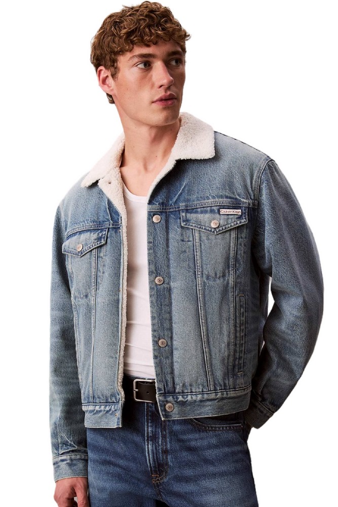CALVIN KLEIN JEANS 90S SHERPA TRUCKER TINTED THUNDR ΜΠΟΥΦΑΝ ΑΝΔΡΙΚΟ BLUΕ DENIM