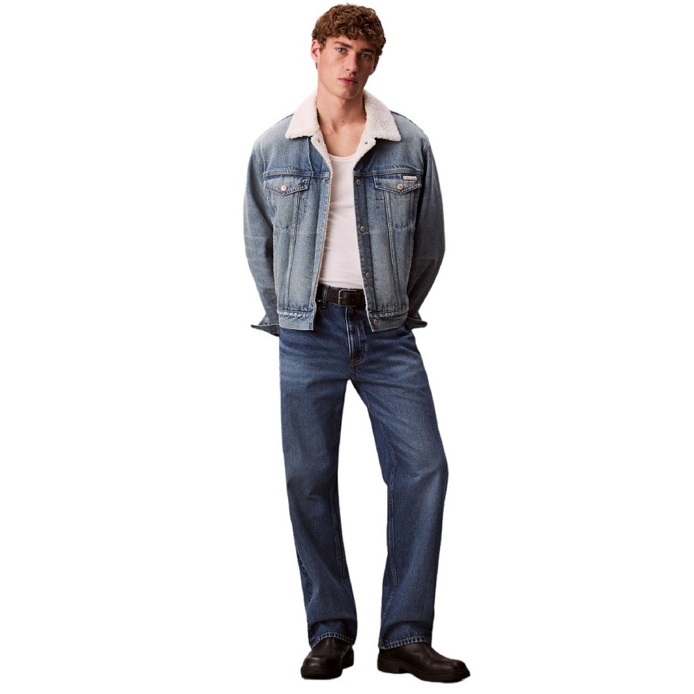 CALVIN KLEIN JEANS 90S SHERPA TRUCKER TINTED THUNDR ΜΠΟΥΦΑΝ ΑΝΔΡΙΚΟ BLUΕ DENIM