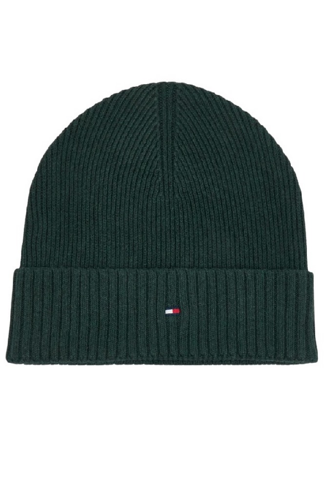 TOMMY HILFIGER FLAG PIMA COTTON BEANIE ΣΚΟΥΦΟΣ ΑΝΔΡΙΚΟΣ DARK GREEN