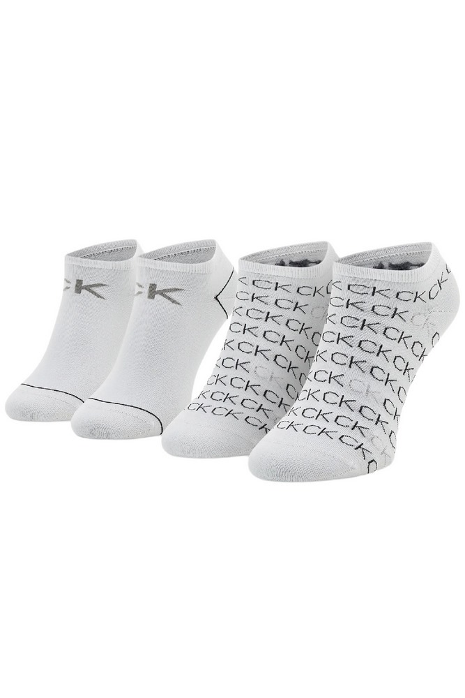CALVIN KLEIN JEANS CK WOMEN SNEAKER 2P ALL OVER LOGO ΚΑΛΤΣΕΣ ΓΥΝΑΙΚΕΙΕΣ WHITE