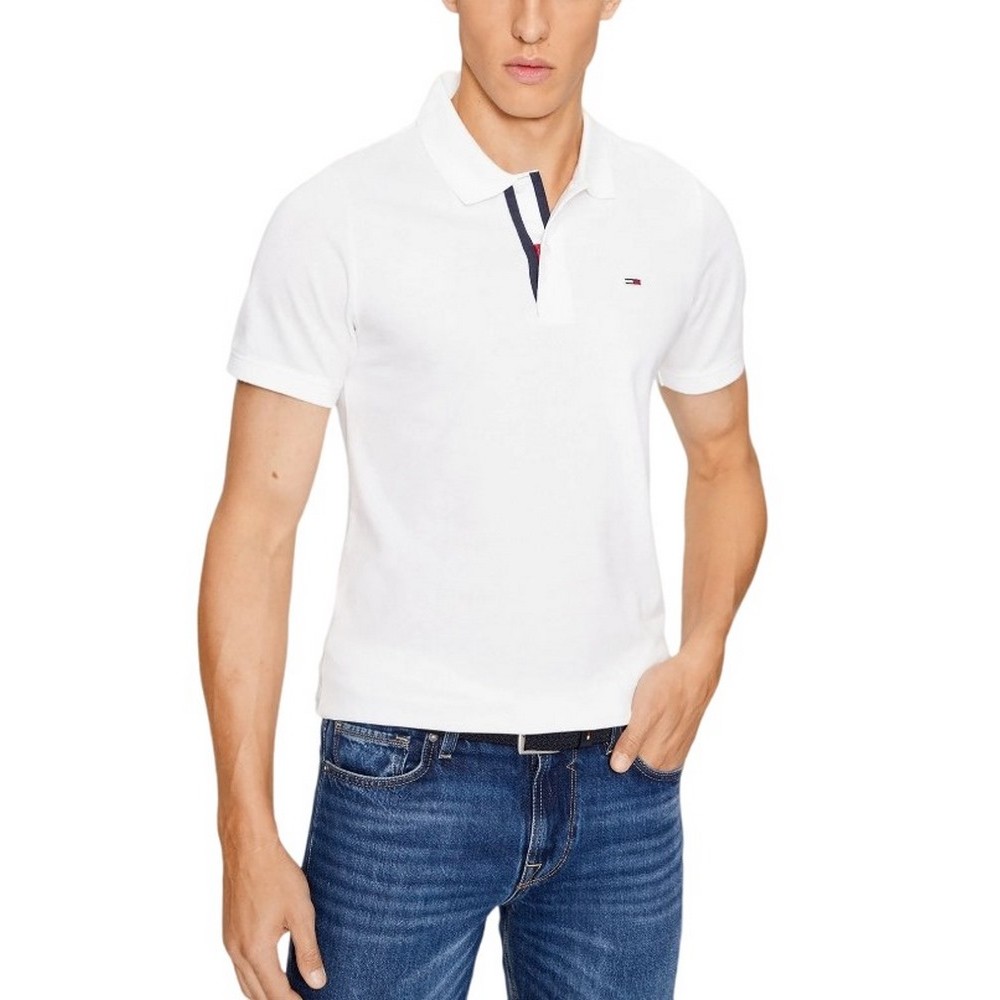 TOMMY JEANS SLIM PLACKET POLO T-SHIRT ΜΠΛΟΥΖΑ ΑΝΔΡΙΚΗ WHITE