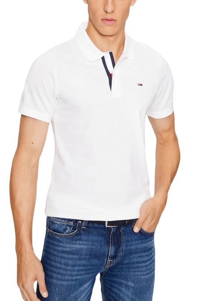 TOMMY JEANS SLIM PLACKET POLO T-SHIRT ΜΠΛΟΥΖΑ ΑΝΔΡΙΚΗ WHITE