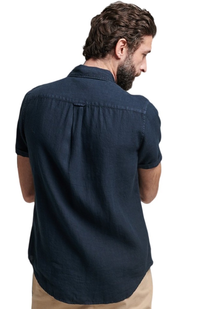 SUPERDRY D2 STUD STUDIOS CASUAL LINEN S/S SHIRT ΠΟΥΚΑΜΙΣΟ ΑΝΔΡΙΚΟ NAVY