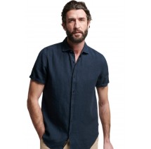 SUPERDRY D2 STUD STUDIOS CASUAL LINEN S/S SHIRT ΠΟΥΚΑΜΙΣΟ ΑΝΔΡΙΚΟ NAVY