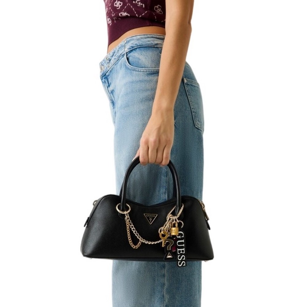 GUESS DAVINA SATCHEL ΤΣΑΝΤΑ ΓΥΝΑΙΚΕΙΑ BLACK