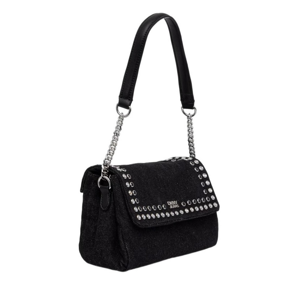DKNY MILLA SM FLAP CROSSBODY HANDBAG R62EDR45 ΤΣΑΝΤΑ ΓΥΝΑΙΚΕΙΑ BLACK DENIM