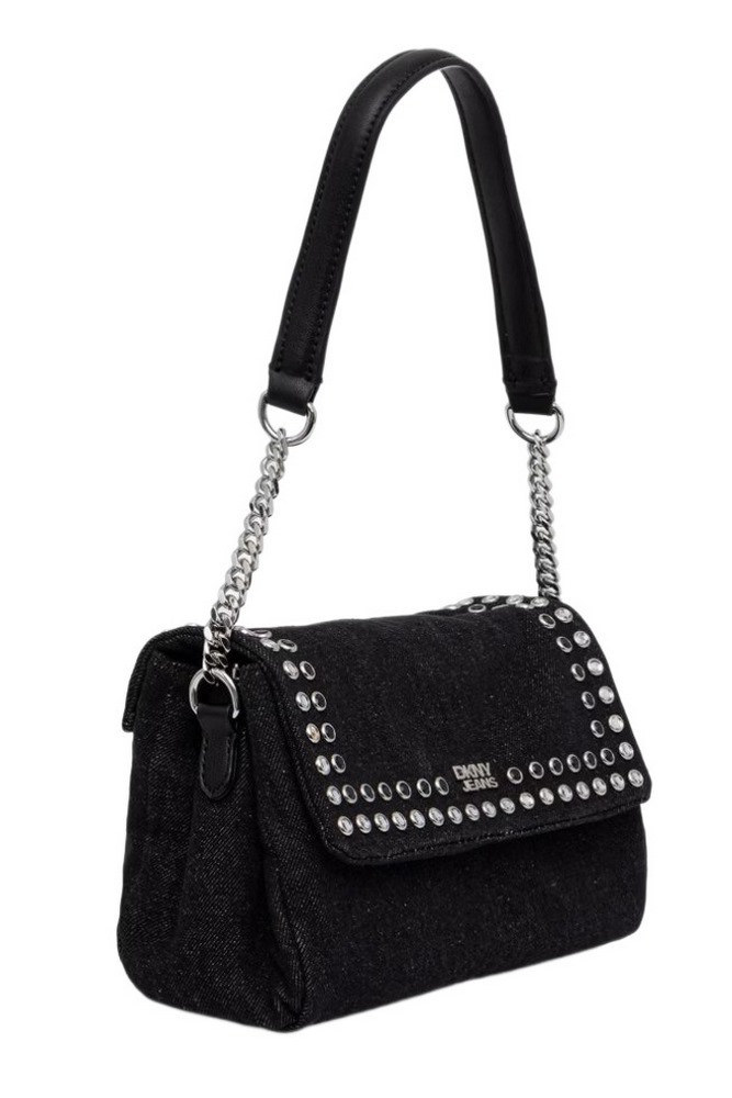 DKNY MILLA SM FLAP CROSSBODY HANDBAG R62EDR45 ΤΣΑΝΤΑ ΓΥΝΑΙΚΕΙΑ BLACK DENIM