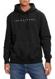 TOMMY JEANS REG LINEAR LOGO HOODIE EXT ΜΠΛΟΥΖΑ ΦΟΥΤΕΡ ΑΝΔΡΙΚΗ BLACK