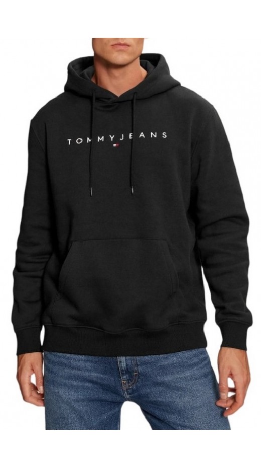 TOMMY JEANS REG LINEAR LOGO HOODIE EXT ΜΠΛΟΥΖΑ ΦΟΥΤΕΡ ΑΝΔΡΙΚΗ BLACK