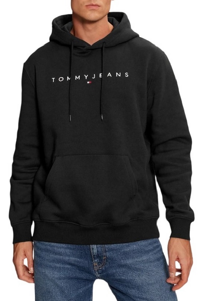 TOMMY JEANS REG LINEAR LOGO HOODIE EXT ΜΠΛΟΥΖΑ ΦΟΥΤΕΡ ΑΝΔΡΙΚΗ BLACK