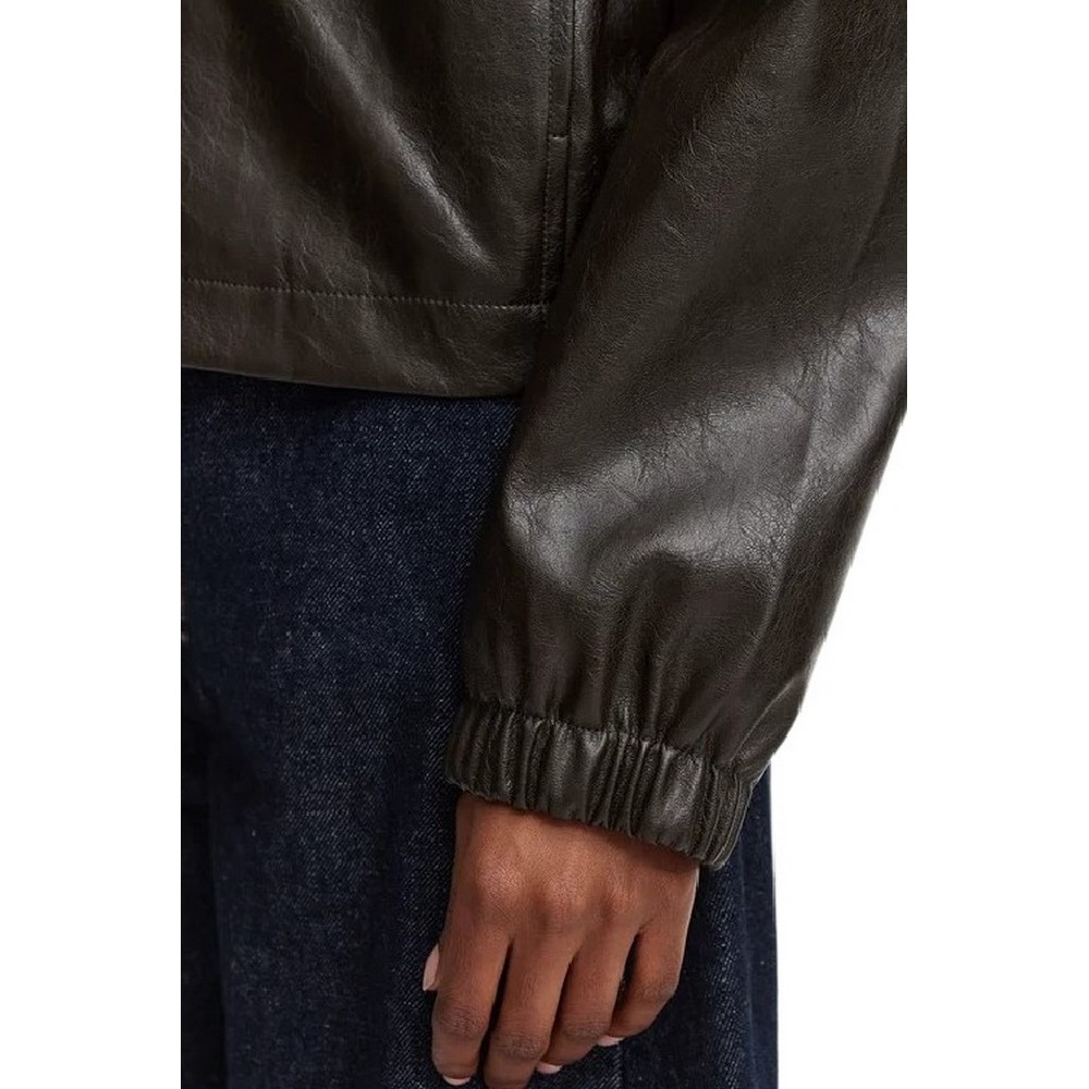 CALVIN KLEIN JEANS CROPPED HOODED FAUX LEATHER JACK ΜΠΟΥΦΑΝ ΓΥΝΑΙΚΕΙΟ BLACK