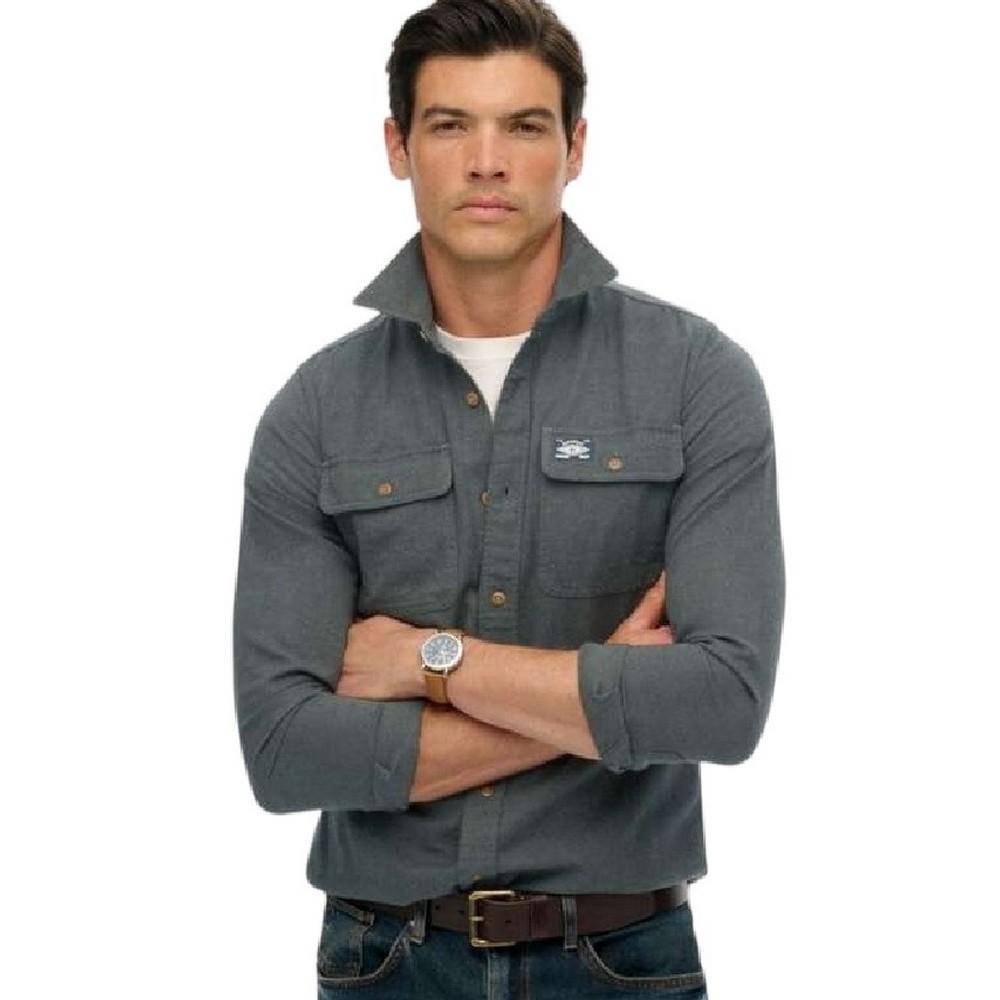 SUPERDRY D2 OVIN FLANNEL WORKWEAR SHIRT ΠΟΥΚΑΜΙΣΟ ΑΝΔΡΙΚΟ GREY