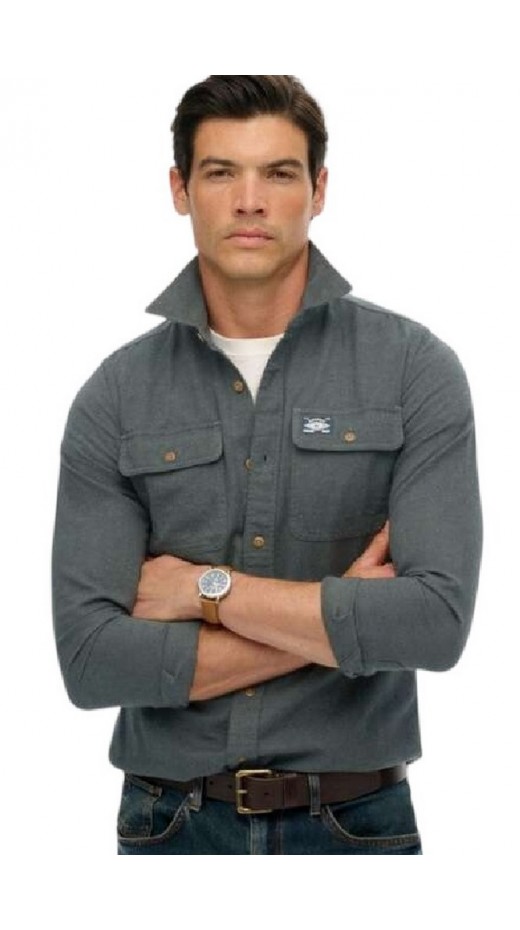 SUPERDRY D2 OVIN FLANNEL WORKWEAR SHIRT ΠΟΥΚΑΜΙΣΟ ΑΝΔΡΙΚΟ GREY