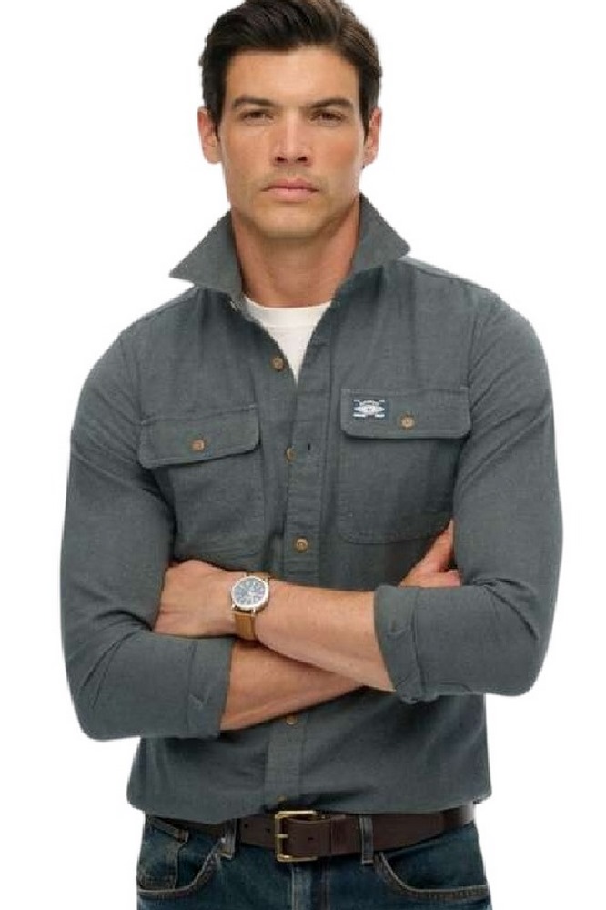SUPERDRY D2 OVIN FLANNEL WORKWEAR SHIRT ΠΟΥΚΑΜΙΣΟ ΑΝΔΡΙΚΟ GREY