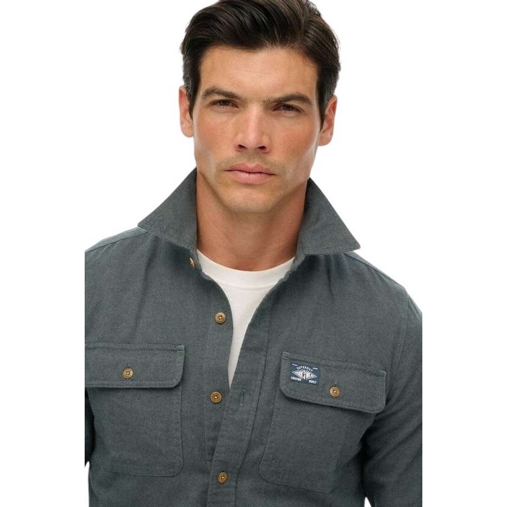 SUPERDRY D2 OVIN FLANNEL WORKWEAR SHIRT ΠΟΥΚΑΜΙΣΟ ΑΝΔΡΙΚΟ GREY