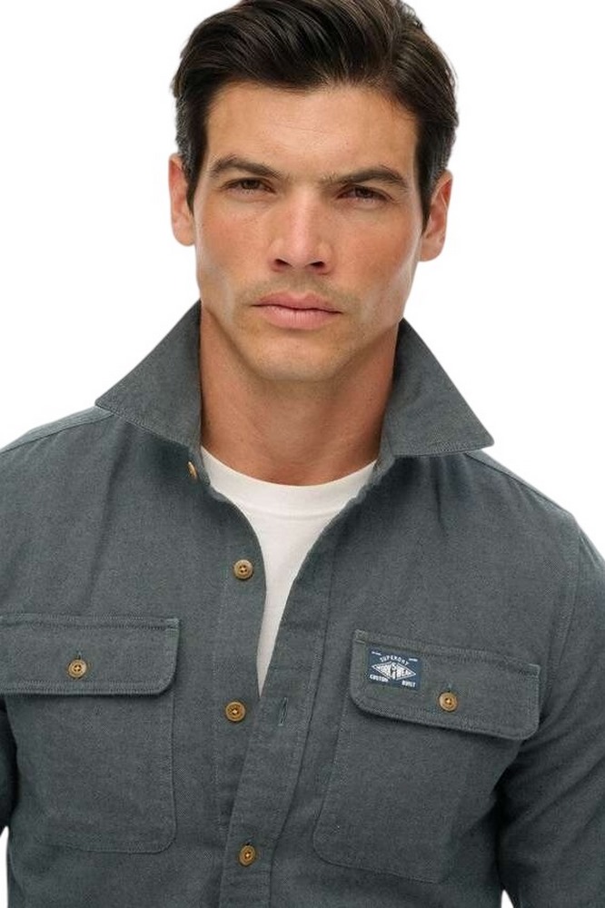 SUPERDRY D2 OVIN FLANNEL WORKWEAR SHIRT ΠΟΥΚΑΜΙΣΟ ΑΝΔΡΙΚΟ GREY