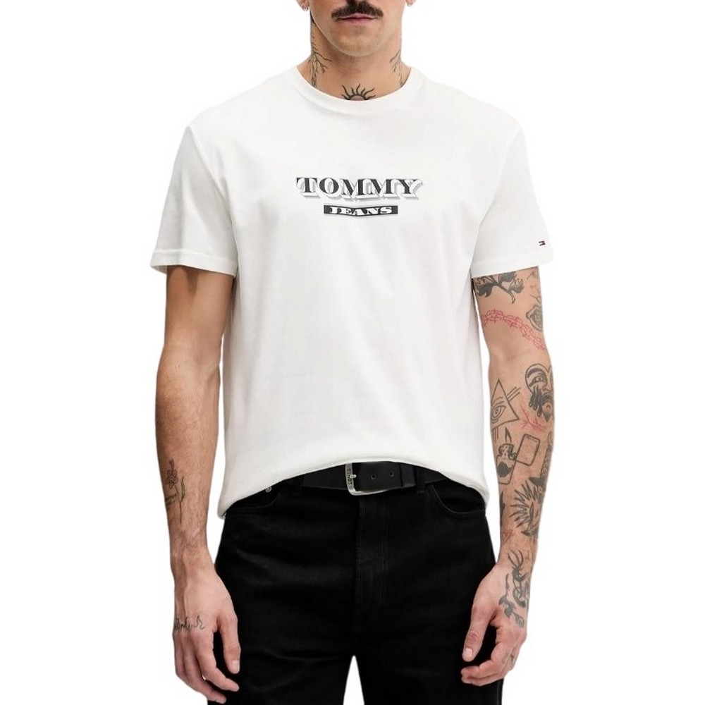 TOMMY JEANS REG BILLS FONT TEE EXT T-SHIRT ΜΠΛΟΥΖΑ ΑΝΔΡΙΚΗ WHITE