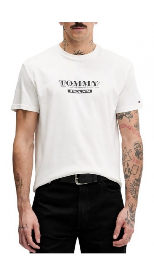 TOMMY JEANS REG BILLS FONT TEE EXT T-SHIRT ΜΠΛΟΥΖΑ ΑΝΔΡΙΚΗ WHITE