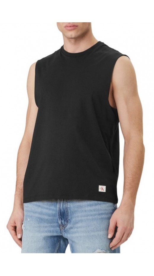CALVIN KLEIN JEANS 30S JERSEY BADGE MUSCLE TANK T-SHIRT ΑΜΑΝΙΚΗ ΜΠΛΟΥΖΑ ΑΝΔΡΙΚΗ BLACK