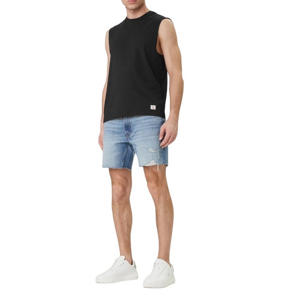 CALVIN KLEIN JEANS 30S JERSEY BADGE MUSCLE TANK T-SHIRT ΑΜΑΝΙΚΗ ΜΠΛΟΥΖΑ ΑΝΔΡΙΚΗ BLACK