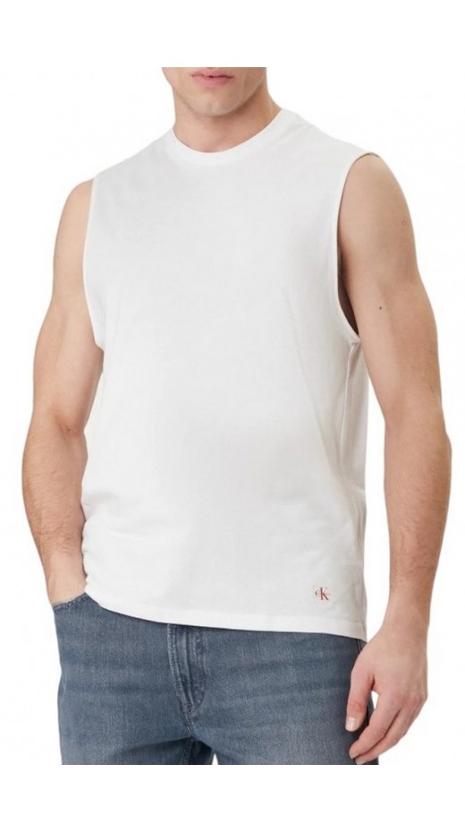 CALVIN KLEIN JEANS 30S JERSEY BADGE MUSCLE TANK T-SHIRT ΑΜΑΝΙΚΗ ΜΠΛΟΥΖΑ ΑΝΔΡΙΚΗ BRIGHT WHITE