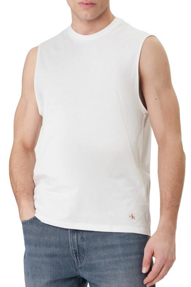 CALVIN KLEIN JEANS 30S JERSEY BADGE MUSCLE TANK T-SHIRT ΑΜΑΝΙΚΗ ΜΠΛΟΥΖΑ ΑΝΔΡΙΚΗ BRIGHT WHITE