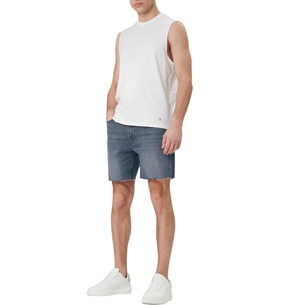 CALVIN KLEIN JEANS 30S JERSEY BADGE MUSCLE TANK T-SHIRT ΑΜΑΝΙΚΗ ΜΠΛΟΥΖΑ ΑΝΔΡΙΚΗ BRIGHT WHITE